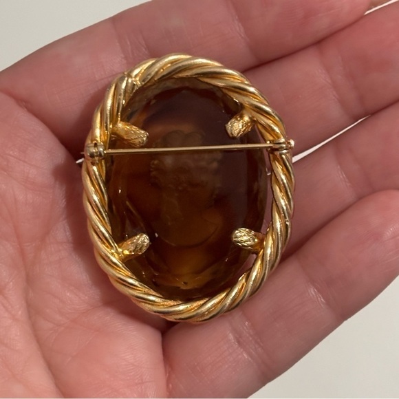 Vintage topaz Faceted Glass Oval Intaglio Ring - Picture 8 of 12